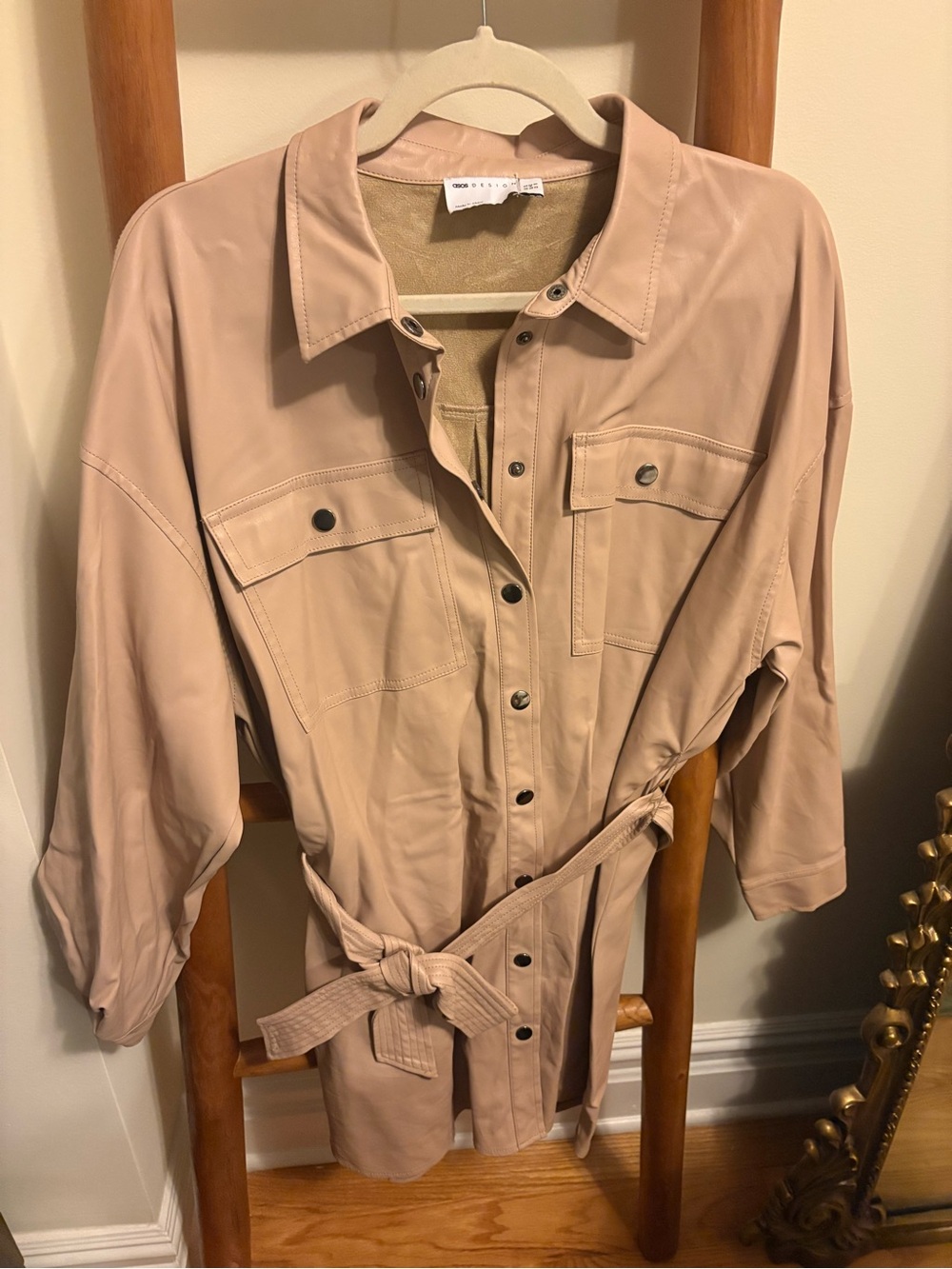 ASOS Beige Utility Belted Shirt-Jacket